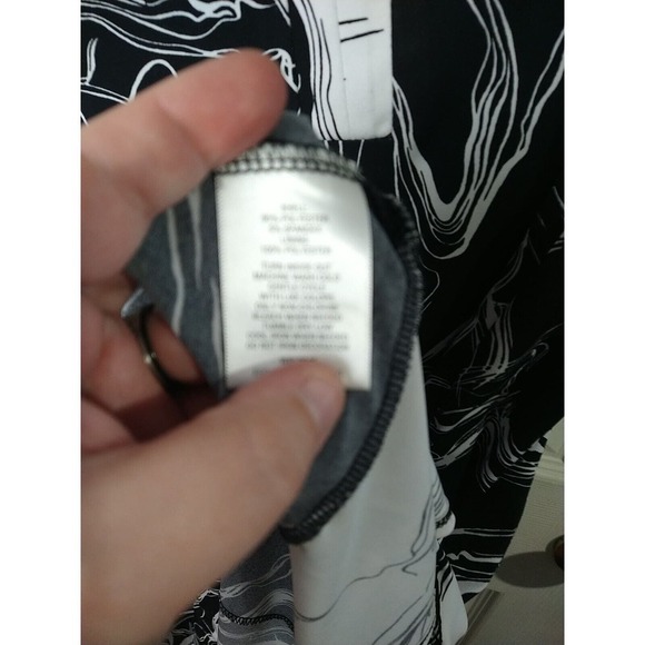 JM Collection Sleeveless Black White Abstract V Neck A Line Dress. Size L - Picture 9 of 10